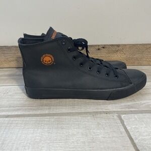 Harley-Davidson Men's Baxter Black/Orange 4.5" Leather Hi-Cut Sneakers D93343 13